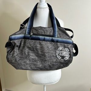 PINK DUFFLE BAG GRAY WITH BLUE HUES